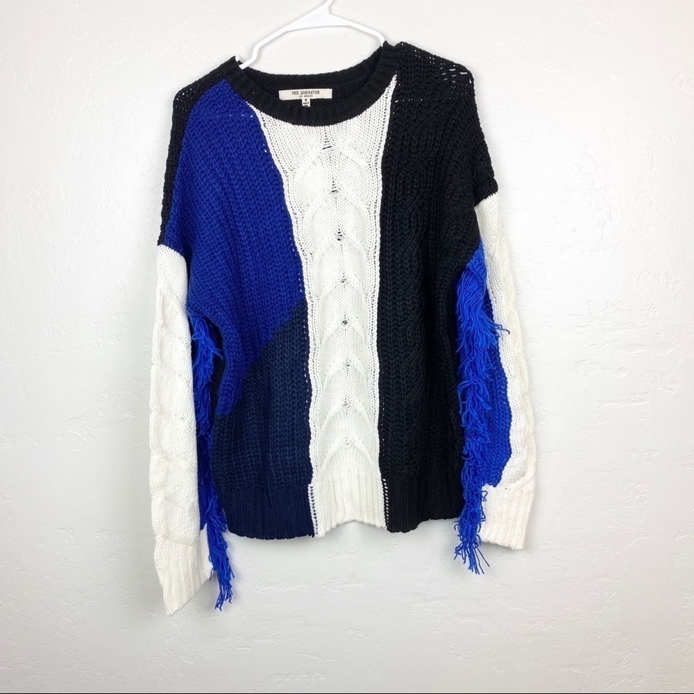 Free Generation | Colorblock Fringe Sleeve Sweater
